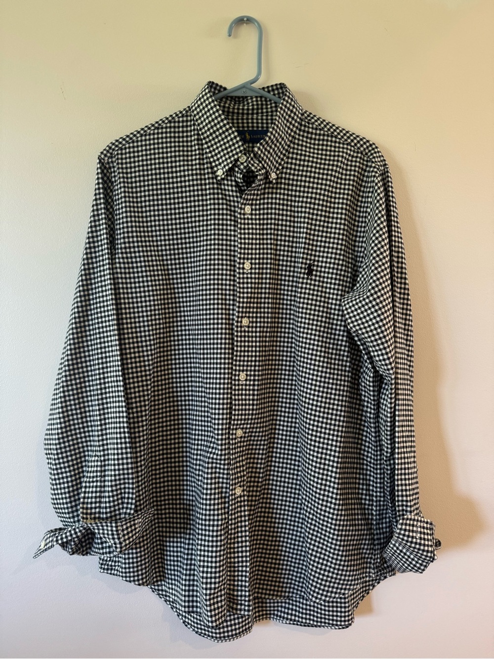 Ralph Lauren Men’s Large Black White Gingham Button Down Shirt